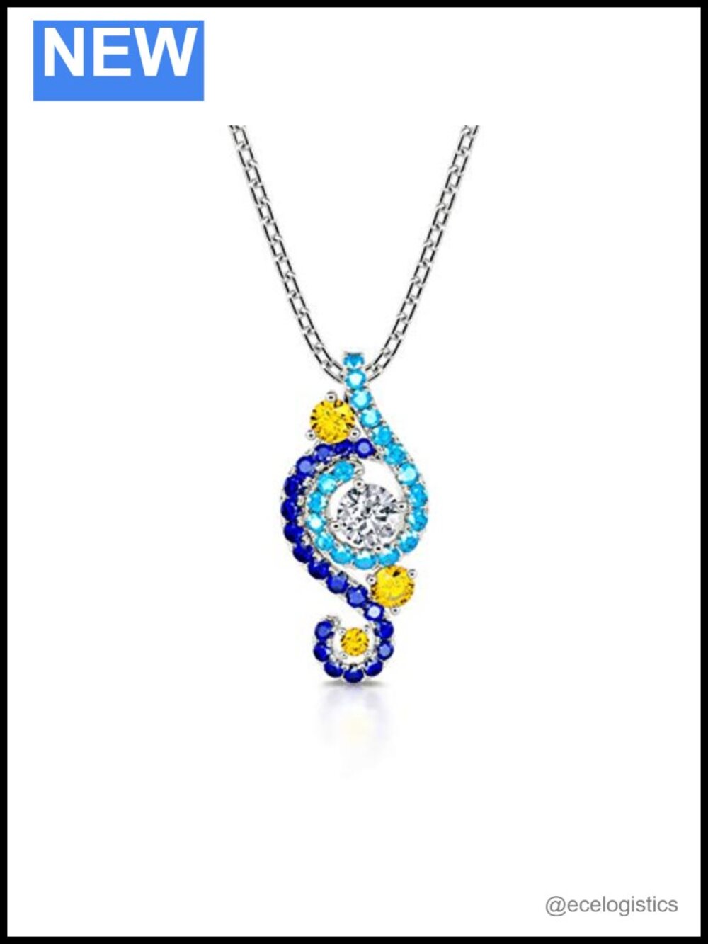 Jeulia Starry Night Round Cut Sterling Silver Pendant Necklace Gift